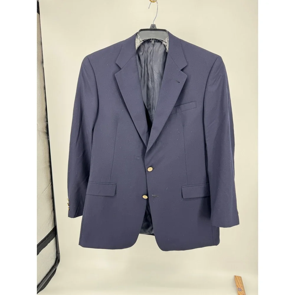 Burberrys Mens Blazer‎ SportsCoat Navy Blue Super 100s Wool USA Size 46